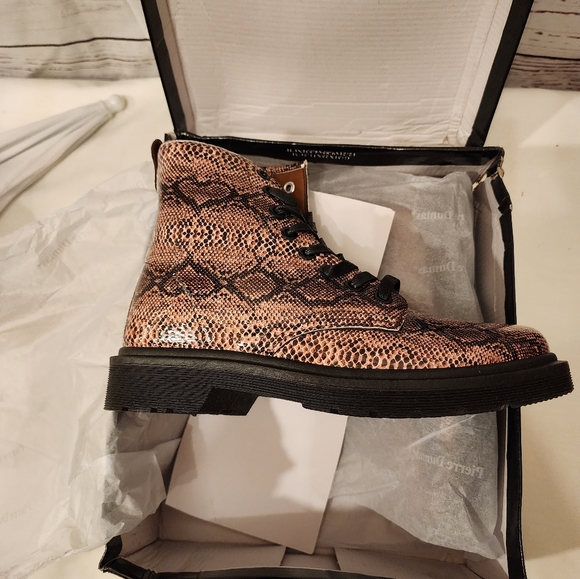 Pink Snakeskin Combat Boots - Picture 4 of 12